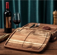 Plateau de service rectangulaire en bois durable et écologique pour steak, pizza, pain, dîner, poli à la main, qualité alimentaire, style américain, lot de 4