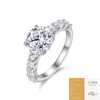 Bague pour femme en argent sterling 925, incrustation de moissanite inaltérable, sertissage à griffes, design géométrique, luxe léger, transfrontalier