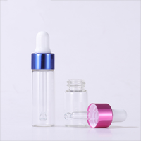 1ml 2ml 3ml Mini-Glas-Tropf flasche Klare bernstein farbene kleine Glas proben flaschen mit schwarzer silberner Kappe