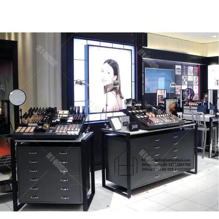 Modern Cosmetic Store Interior Decoration Display Furniture Makeup Cosmetic Display Stands Makeup