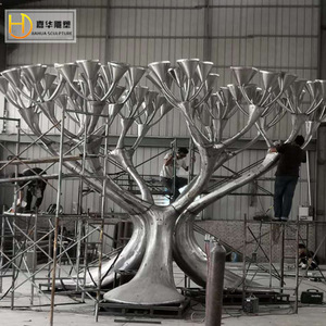 Jiahua Stainless Steel Illuminated <b>Tree</b> <b>Outdoor</b> Floor Mount Irregular Plant Sculpture Handmade Large Scale - Product Image 3