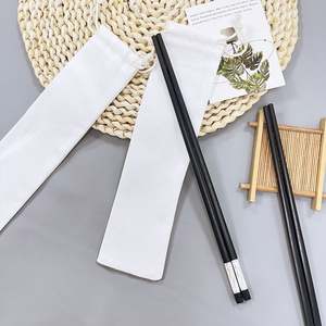 Nouveauté : Pochette à cordon en coton personnalisable avec logo pour rangement de baguettes, organisateur de couverts recyclable pour cuillères et fourchettes - Product Image 5