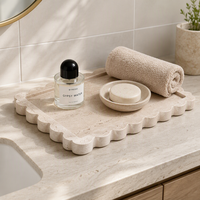 Plateau à bibelots festonné en travertin, plateau de rangement en marbre, organisateur pour salle de bain, table basse, cadeau de mariage