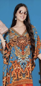 Robe longue caftan africain en viscose pour femme, coupe ample, style poncho kimono, aspect satiné soyeux, tenue bohème pour les vacances et les stations balnéaires - Product Image 4