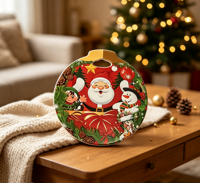 Sous-plat en céramique Père Noël, forme de poignée ronde, résistant à la chaleur, protection de table