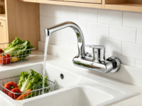 Robinetterie murale en alliage de zinc pour éviers de cuisine, avec noyaux en céramique, adaptée aux cuisines d'hôtels et d'appartements