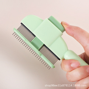 Pet Pin Comb Self Cleaning For Cats Dogs Rabbits Green Yellow ABS Material With Smooth Teeth And Comfortable Handle - Product Image 2