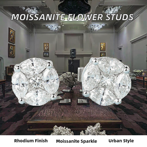 Pendientes de Lujo Modernos de Plata S925 con Diseño Floral, Elegantes, de Moissanita, Estilo Hip Hop, Chapados en Rodio, con Engaste de Garras, Joyería Personalizada - Product Image 2