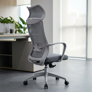 Sedia da Ufficio Ergonomica Moderna di Lusso con Schienale Alto, Altezza Regolabile, Ampio Poggiatesta Integrato, in Rete Grigio Scuro per Casa e Ufficio - Product Image 2