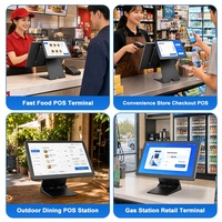 Nouvelle innovation, terminal POS en alliage d'aluminium sans ventilateur, antistatique, 18,5 pouces, machine POS Android, POS à double écran