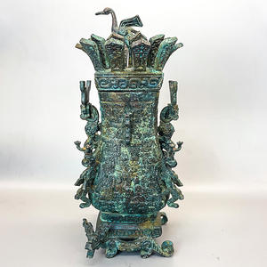 Lotus Crane Square Pot Classic Retro Home Decor Luxury Art <strong>Collection</strong> in Antique Bronze Hand-cast Classic <strong>Artifacts</strong> - Product Image 1