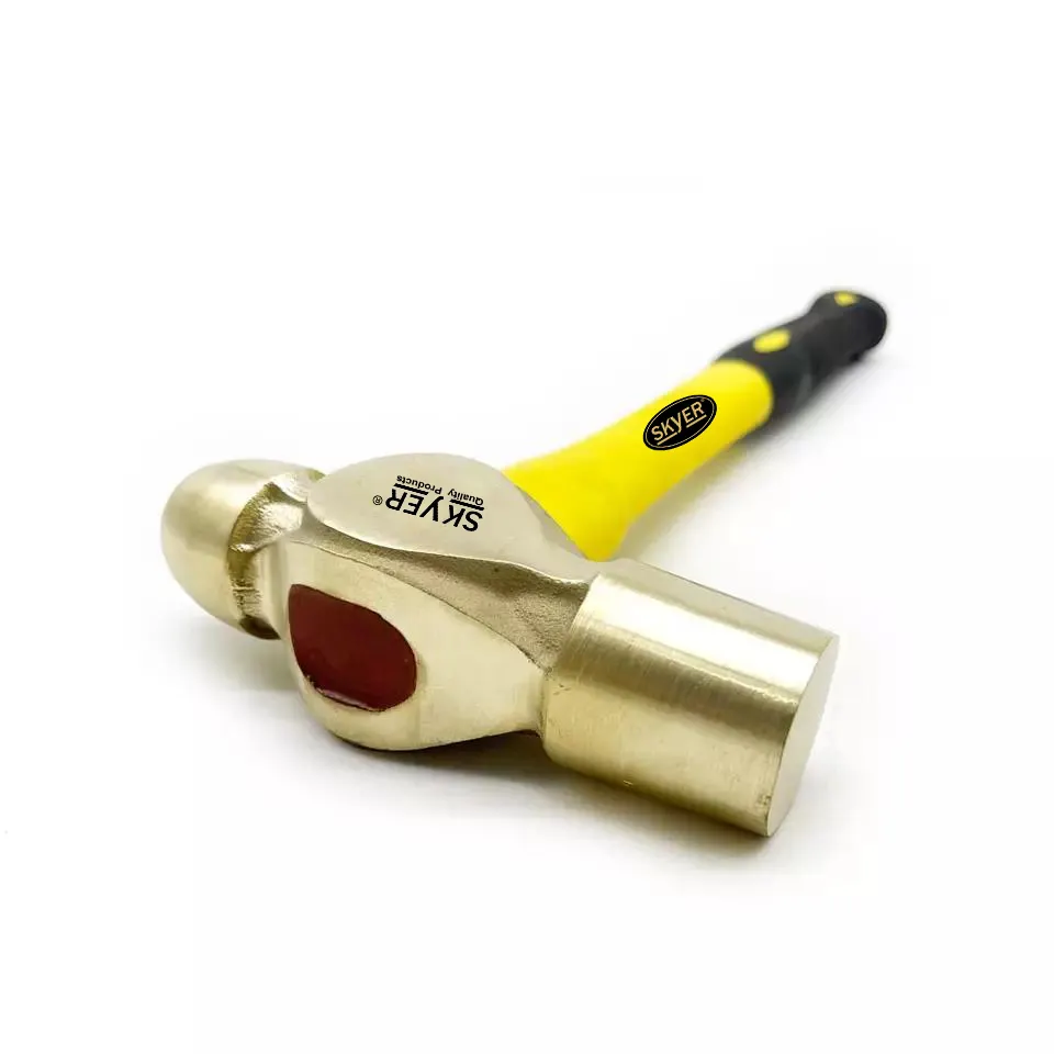 Explosion-proof fiber handle brass round head hammer is mainly used for fitter cold work, assembly and maintenance