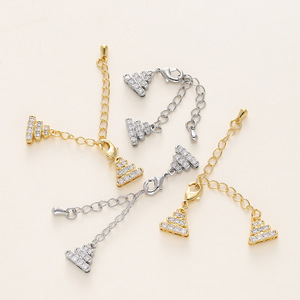 Triangular Extension Chain Pendant With Zircon <b>Copper</b> Plated For <b>Bracelet</b> Making DIY Jewelry Accessories - Product Image 1