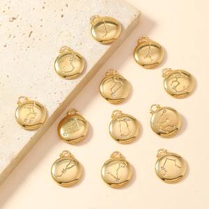 Liontin Zodiak Horoskop Konstelasi Berlapis Emas 18K dari Baja Anti Karat untuk Perhiasan DIY - Product Image 2