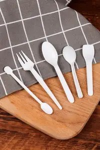 Reusable CPLA Cutlery Set Spoon Stirring Rod Ice Cream Spoon Washable PLA Tableware Set