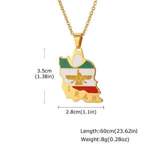Collier en acier inoxydable pour homme et femme, pendentif carte de l'Iran, paix mondiale, espoir - Product Image 4
