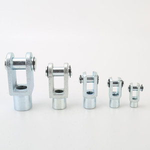 Connecteur en Y pour vérin pneumatique, en acier inoxydable M6, avec fourche à étrier et goupille à ressort longue, filetage droit, longueur 43mm, usiné - Product Image 3