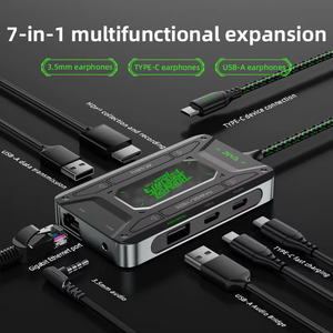 Entrega Rápida, Estación de Acoplamiento Piva <span class=keywords><strong>DS7</strong></span> 7 en 1 Tipo-<span class=keywords><strong>C</strong></span> |   Puerto HD Gigabit Ethernet |   USB 3.1 |   para Juegos y Transmisión en Vivo - Product Image 3