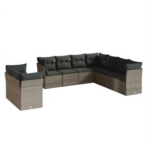 Ensemble de canapés de jardin gris en rotin, mobilier d'extérieur 6 places, design contemporain - Product Image 1