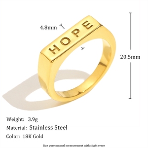 Anillo largo con letras en inglés chapado en oro de 18 quilates de acero inoxidable, nuevo diseño de nicho de Europa y América, accesorio de moda único - Product Image 5