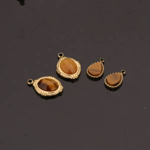 Ciondoli a Goccia in Occhio di Tigre Placcati Oro in Acciaio Inossidabile <span class=keywords><strong>per</strong></span> Creazione di Gioielli Fai-da-Te alla Moda - Product Image 4