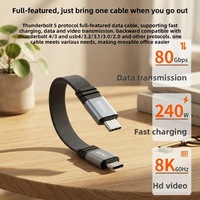 Kabel Pendek Thunderbolt 5 240W Dual-Type-C Fungsional Penuh (Gel Silikon Terjalin); Male-to-male; Fleksibel 80 Gbps Layar