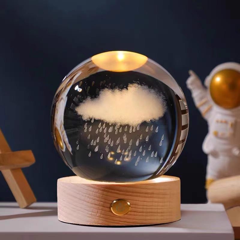 Lampe lumineuse tactile boule de cristal 6cm - Jour de pluie