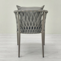 Sillón Moderno Nórdico de Aluminio con Cuerda Trenzada y Cojín para Jardín, Patio, Comedor, Restaurante, Bistro, Cafetería