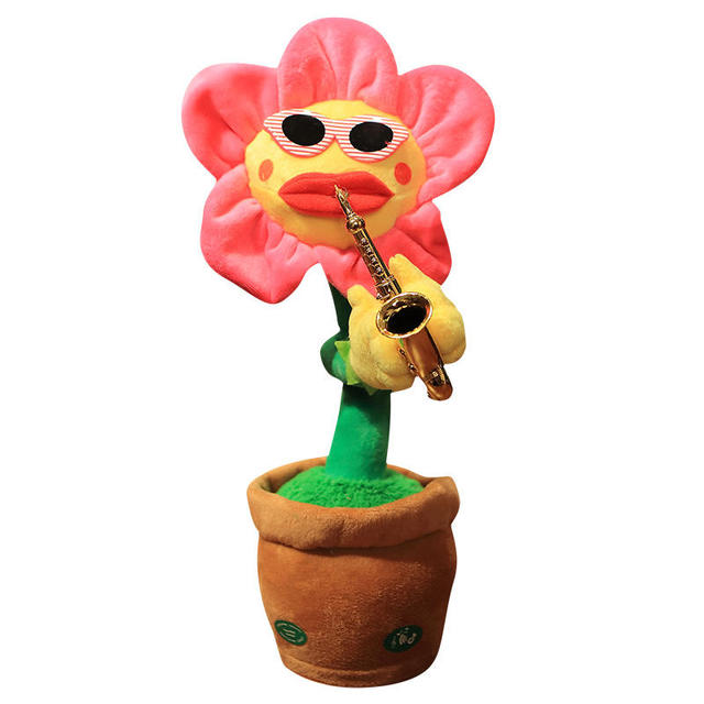 New Design Plant Sunflower Plush Toys Wriggle Dancing and Singing Electric Plush Toys for Kids Gifts