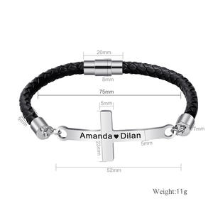 Broche magnético grabable con <span class=keywords><strong>nombre</strong></span> DIY para hombre y mujer, Cruz <span class=keywords><strong>de</strong></span> acero inoxidable Love Jesus Christ para pulsera, cuero <span class=keywords><strong>de</strong></span> moda para pulsera - Product Image 6