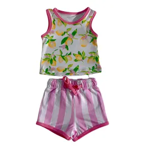 2024 Summer Casual Style Boutique Fashion Girls 2-Piece Clothing Set Custom Print Sleeveless Vest   Shorts