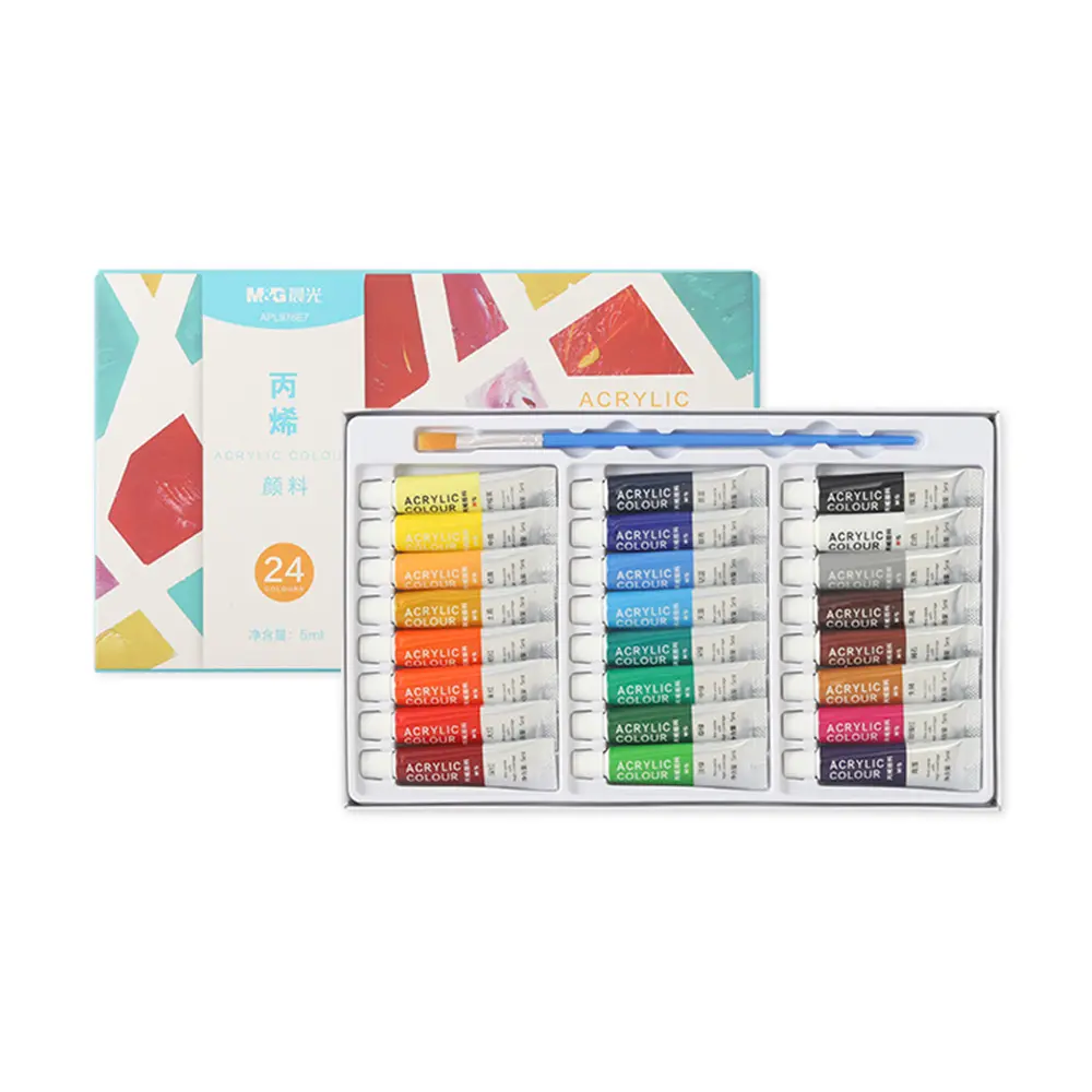 24 Colour 5ml Professional Quality Acrylic Paint Set for Canvas