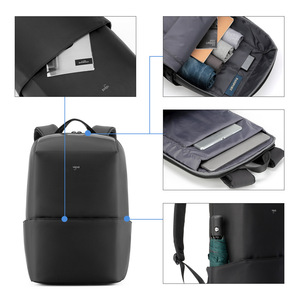 Kingsons Laptop <b>Backpack</b> 20-35L Large Capacity Men's Commuter <b>Backpack</b> With Laptop Compartment <b>Black</b> And Blue Solid Color - Product Image 2