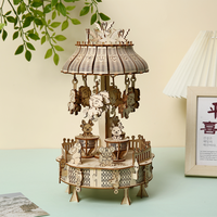 Modèle de carrousel en bois 3D en gros, puzzles en bois 3D DIY pour adultes, kit de décoration artisanale fait main