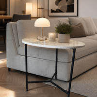 Table d'appoint ronde moderne avec cadre en métal doré et plateau en bois, marbre, bambou ou résine, table basse pour salon, OEM ODM