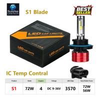 Phares LED de voiture SunRise S1 H13 12V 72W 8000LM 6500K, étanches IP68, système de refroidissement, Canbus Plug and Play, ajustement universel, Nouveauté
