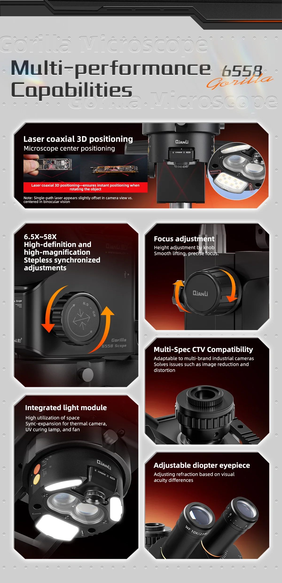 Qianli 6558X Microscope - High Definition Tool for Phone Repair
