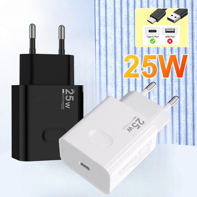 25W PD Original USB-C Super Fast Charger Adapter EU/US/UK/AU Type-C Port Fast Charging for Samsung S24 S23 Mobile Phone Tablet
