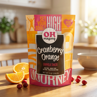 Sachet personnalisé en gros pour granola sain, pochette refermable à fond plat pour céréales sans noix, idéale pour le stockage et la vente au détail