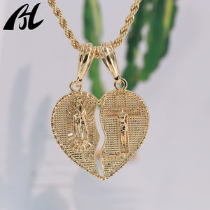 Vierge Marie Coeur Christ <span class=keywords><strong>Te</strong></span> Amo Split Pendentif 18K Or Laiton Bijoux Chaîne Laminado Oro Laminado Laiton Bijoux Croix Charmes - Product Image 6