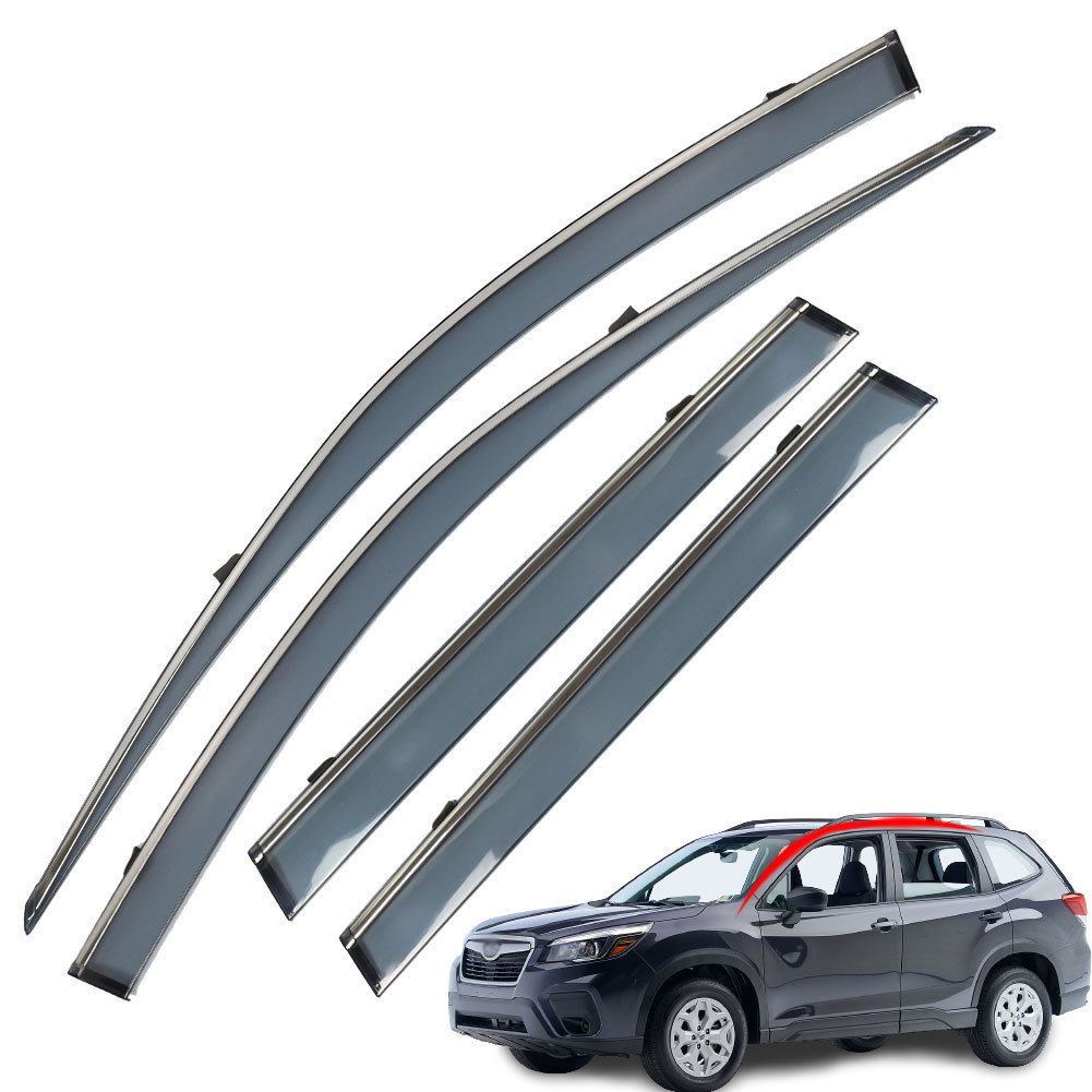 TuningPros Outside Mount Window Visor Deflector Smoke Tinted 4 Pcs Set For 2009-2013 Subaru Forester TuningPros Outside Mount Window Visor Deflector Smoke Tinted 4 Pcs Set For 2009-2013 Subaru Forester