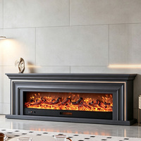 Cheminée électrique décorative à LED avec thermostat réglable et télécommande, flamme multicolore intégrée, en métal, pour la maison et l'hôtel
