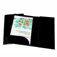 Carpeta de Archivos de Papel para Oficina, Carpeta de Documentos Negra Personalizada con Impresión, con Lámina Plateada y Bolsillos Interiores