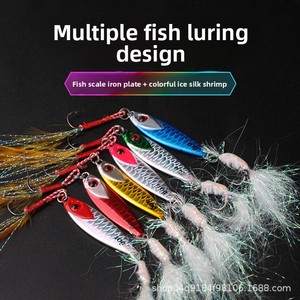เหยื่อตกปลาแบบแผ่นเหล็กเคลือบผิวลายเกล็ดปลาพิมพ์ลายใหม่  แบบตีไกล  ตะขอคู่  ขนนก  ตกปลาเพิร์ช  ตกปลาบาส  ผลิตจากโรงงาน - Product Image 2