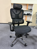 Chaise de bureau ergonomique au design nordique, dossier en maille, base en acier à 5 étoiles, confortable pour de longues heures, soutien lombaire, inclinable, réglable en hauteur