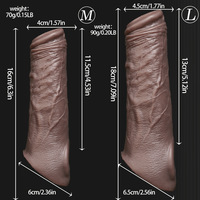 Manchon d'extension pénienne en silicone liquide souple, à pointe ouverte, motif à dents de loup, imperméable, pour retarder l'éjaculation, vente en gros d'usine