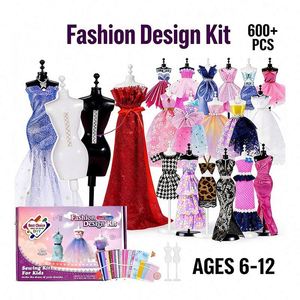 Fashion Design Kit Children Creative Sewing Craft <b>Plastic</b> Mannequin Fabric Templates Accessories Tools <b>Storage</b> Portable Gift - Product Image 3