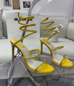 TOPUltra Sandales à talon aiguille pour femme, en satin de luxe, avec cristaux en forme de serpent, pour mariage et cocktail - Product Image 3