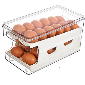 Hot Sale Clear Plastic Storage Container Double Layer Egg Holder Automatic Rolling Egg Storage Box