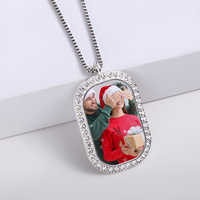 Collier pendentif photo personnalisé strass Nouvelle chaîne cubaine Hip Hop Ice avec pendentif photo Bijoux de sublimation